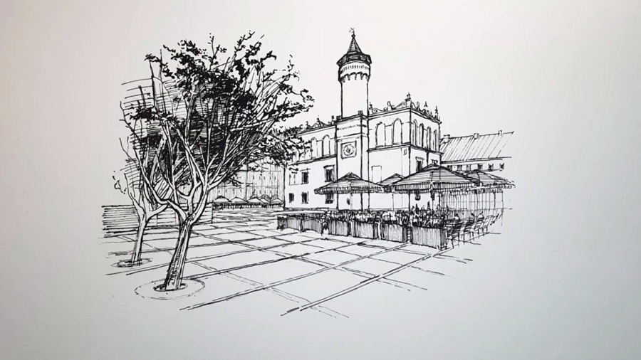 Rysunek tarnowskiego ratusza